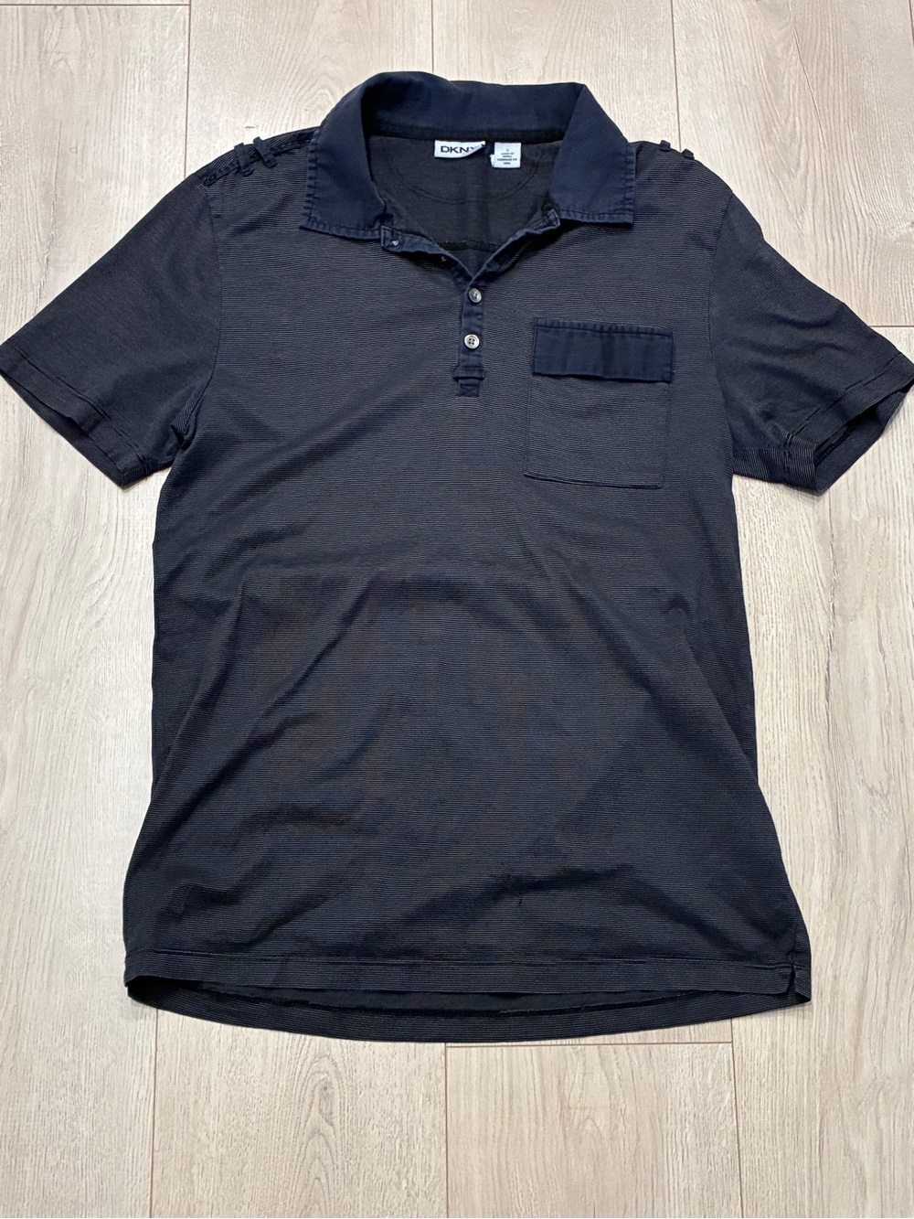 DKNY Men's Navy Short-Sleeve Polo with Chest Pocket